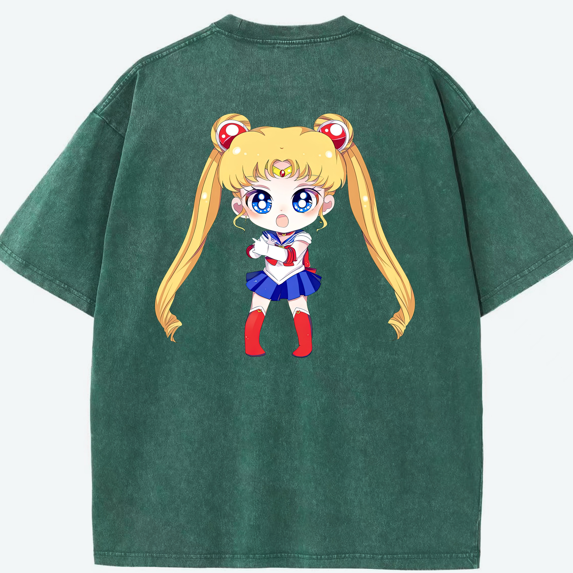 （画像用） 美少女戦士セーラームーン 月野 うさぎ つきの うさぎ Sailor Moon Tsukino Usagi 綿100% ヴィンテージ風 半袖Tシャツ（背面プリント）